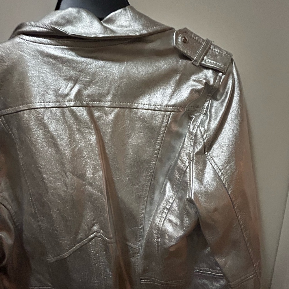 Blank NYC Shiny Silver Leather Jacket New Years Eve!! - Picture 8 of 9